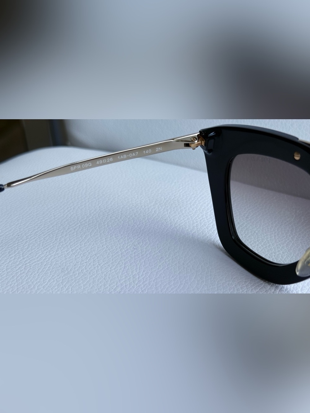 Prada SPR 09Q Cinema Sunglasses Black Gold Cat Eye 1AB-0A7 Made in Italy - Picture 5 of 10